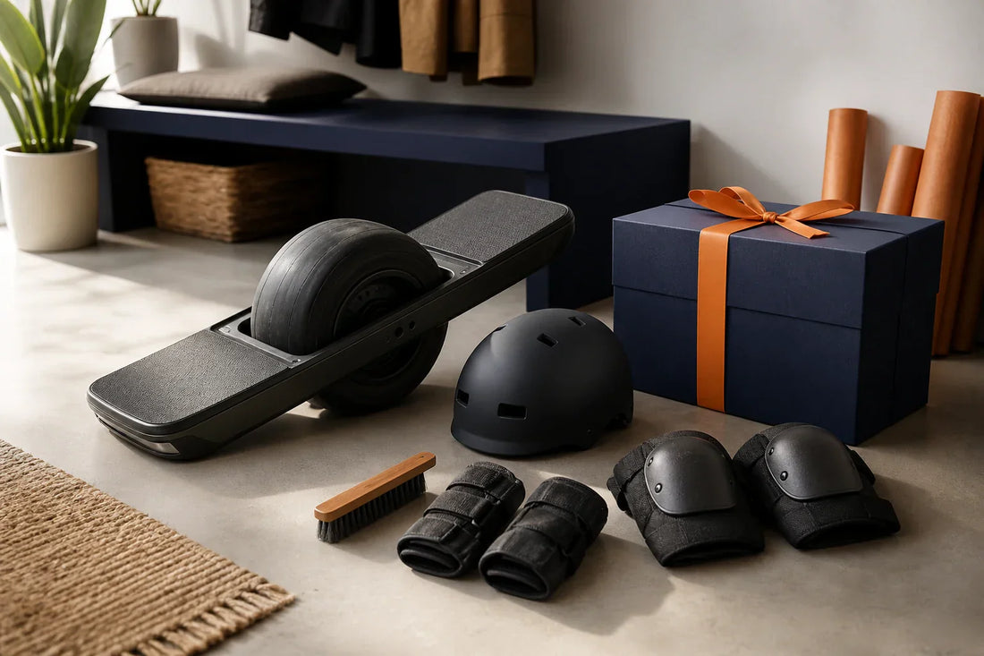 Einrad-Self-Balancing-Board mit Helm, Handgelenk- und Knieschutz als Geschenkideen