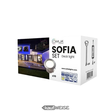 Lot de 10 luminaires LED pour terrasse | Étanchéité IP67 | Blanc chaud (2800K) | Owlia SOFIA