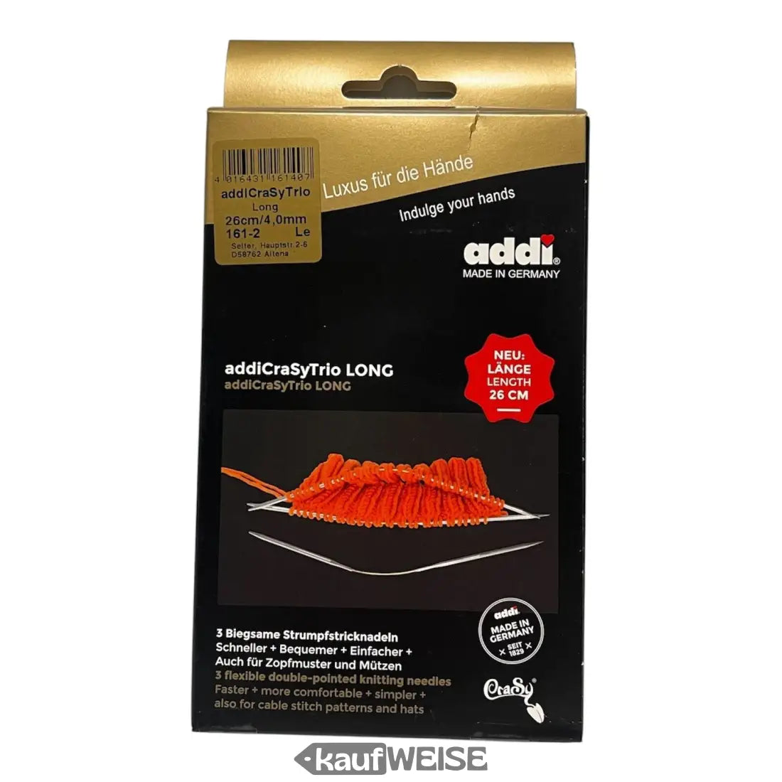 Addi CraSy Trio lange Stricknadel Set für Socken und Strümpfe, 26 cm flexibel