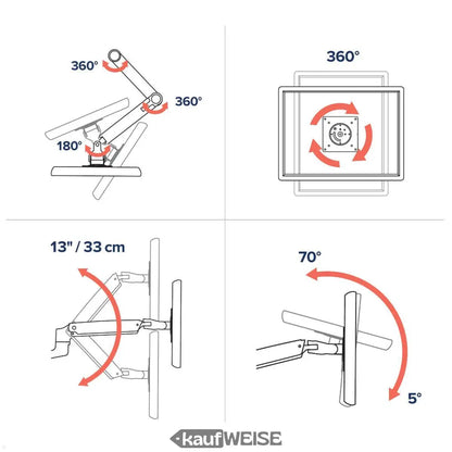Ergotron lx silber-grauer monitorarm mit 360-grad-rotation und neigefunktion für ergonomische positionierung bis 34 zoll