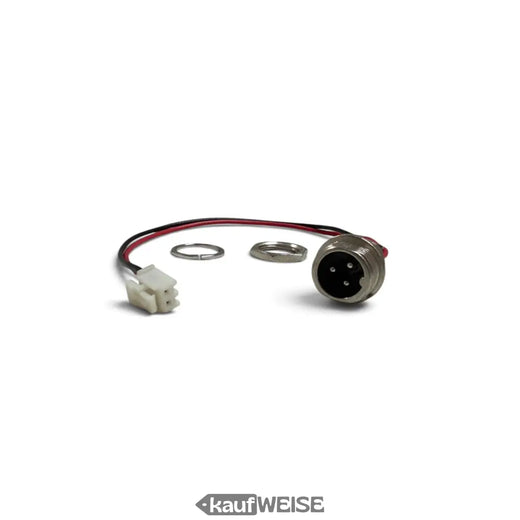 Prise de charge avec câble pour hoverboard / trottinette électrique | Câblage 2 pôles, prise ronde 3 broches | 18 cm | Écrou et rondelle inclus