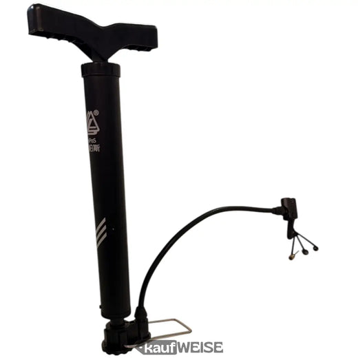 Pompe à vélo sur pied LeiPoS Mini, noire | Portable et télescopique (33-52 cm) | Comprend 3 adaptateurs | Pompe à air compacte