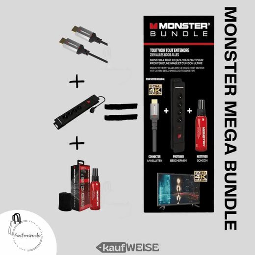 Pack Monster HDMI 8K - 4K 120Hz 48GBPS 1,8m + SCREENCLEAN 60ML + Alimentation 4 prises