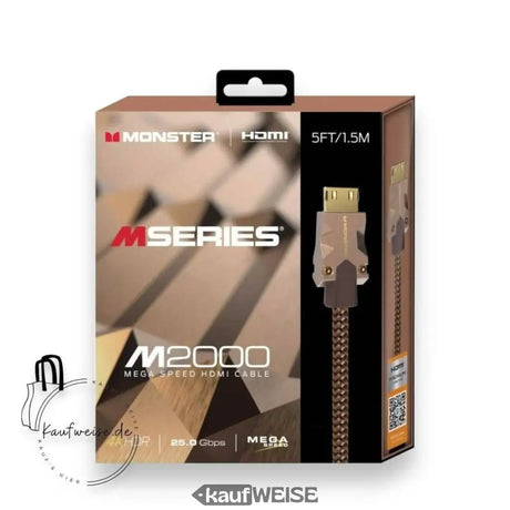 Câble HDMI Monster M2000 Ultra HD (1,5 m) | 4K à 60 Hz HDR10+ | Haute vitesse 25 Gbit/s | Connecteur V-Grip™