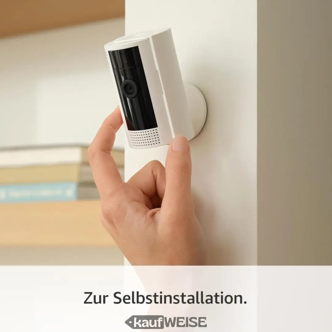 Weiße und schwarze Ring Indoor Cam (2. Gen) HD-Sicherheitskamera mit schlankem Design für den Heimüberwachung