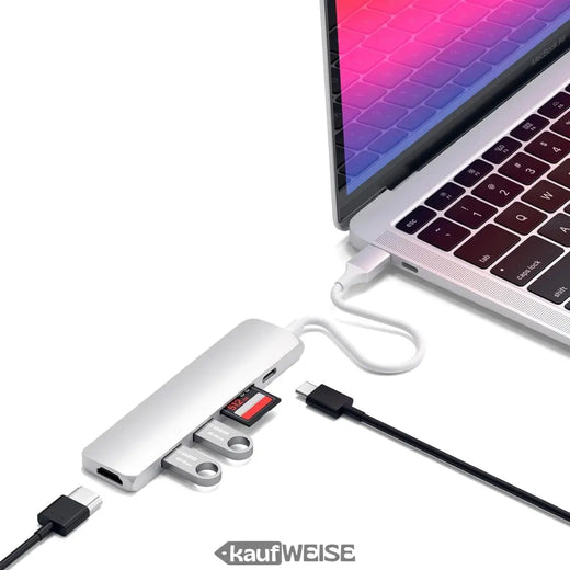 Adaptateur multiport USB-C mince Satechi V2 | HDMI 4K 60 Hz et PD 60 W | Argent
