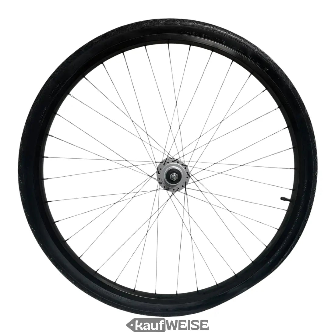 Schwarzes Sturmey Archer HDS12 Nabendynamo Vorderrad 26 Zoll mit silbernen Speichen