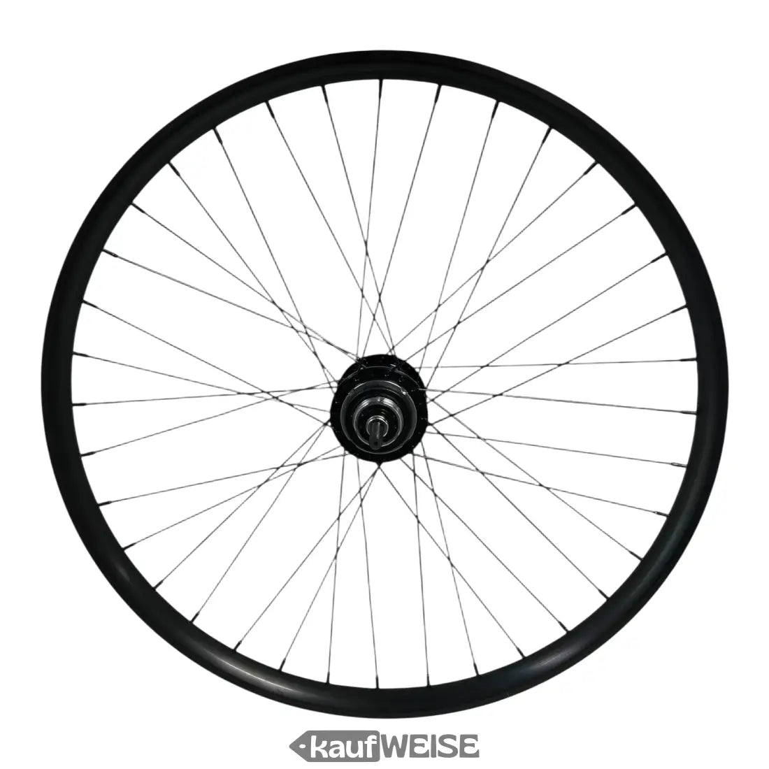 Schwarzes Fahrradrad mit Nabe und Speichen für Sturmey-Archer RS-RK3 3-Gang Nabenschaltung