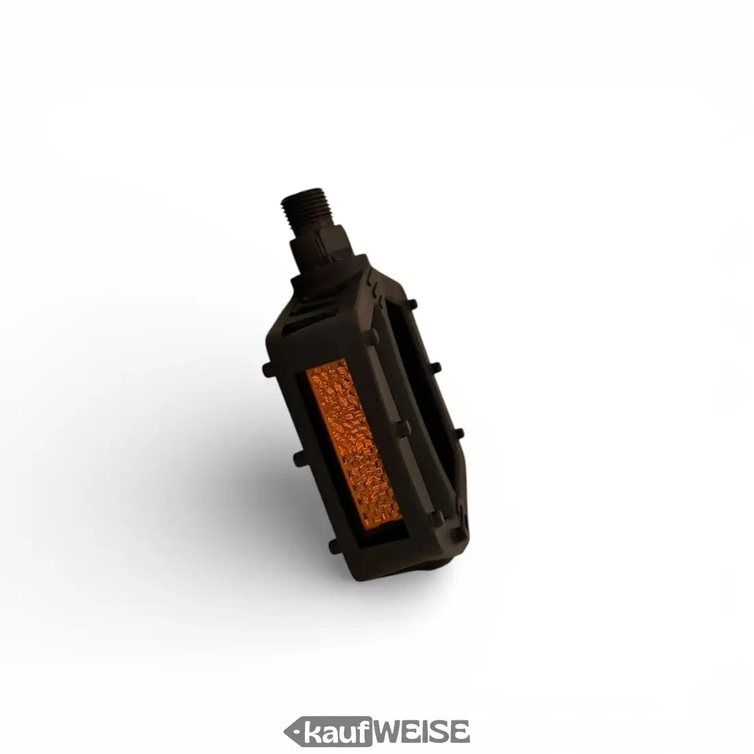 Schwarzer Super73-Polymer-Fahrradpedal mit orange Reflexstreifen
